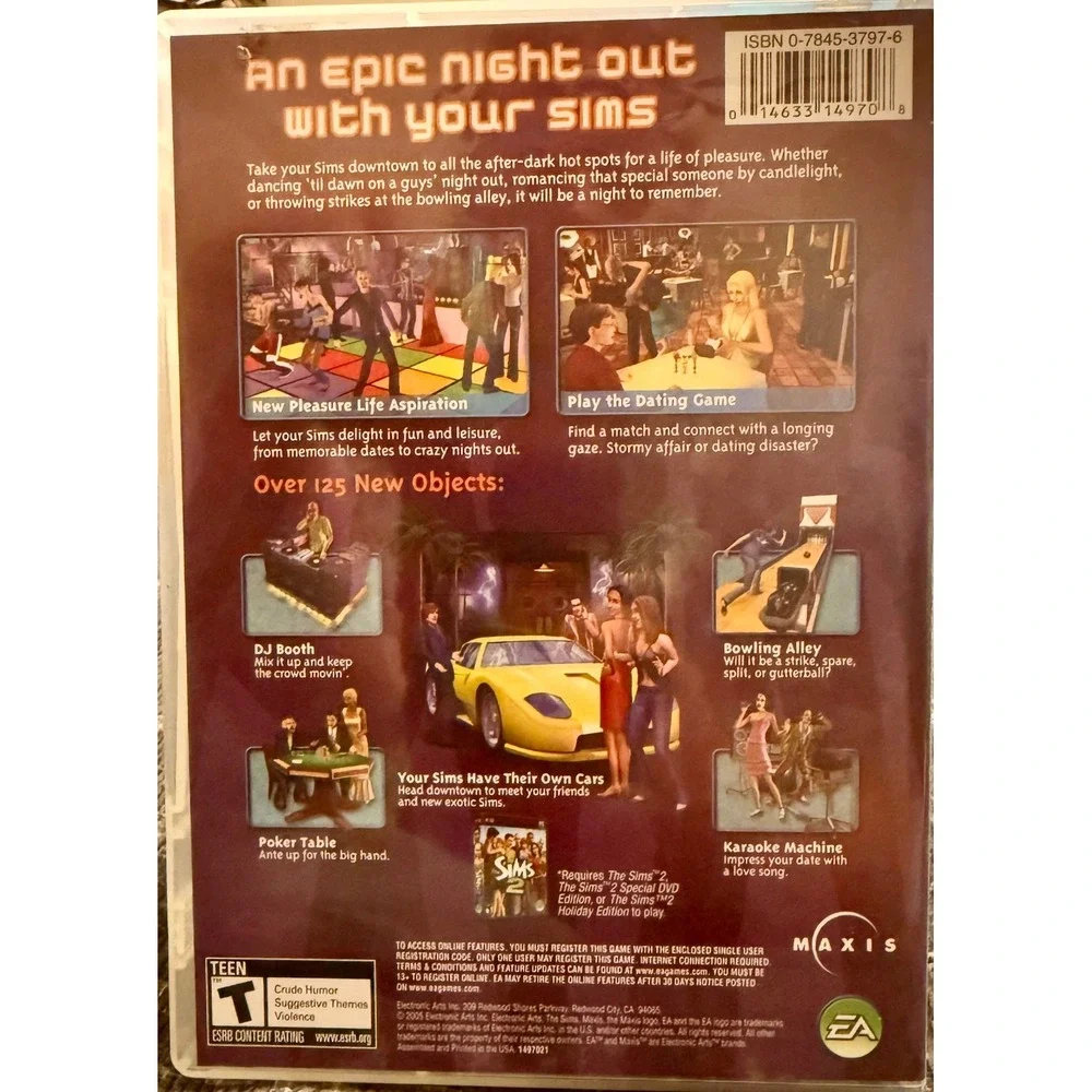 The Sims 2 Nightlife Expansion Pack PC CD-ROM 2-Disc Set Excellent 2005